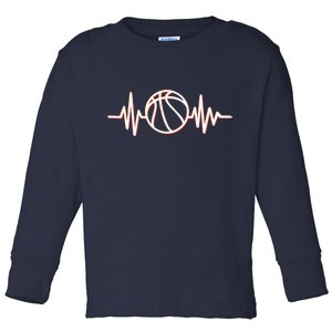 Basketball Heartbeat Toddler Long Sleeve Shirt