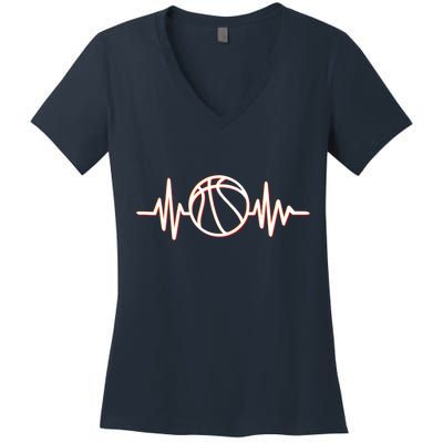 Basketball Heartbeat Women's V-Neck T-Shirt