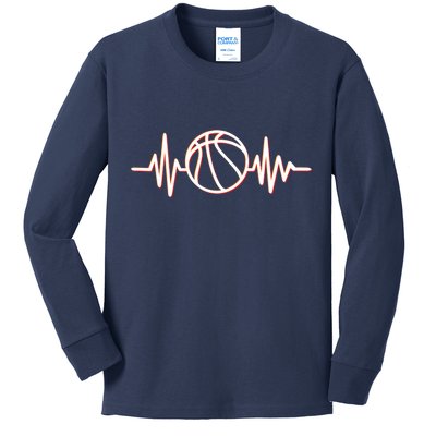 Basketball Heartbeat Kids Long Sleeve Shirt