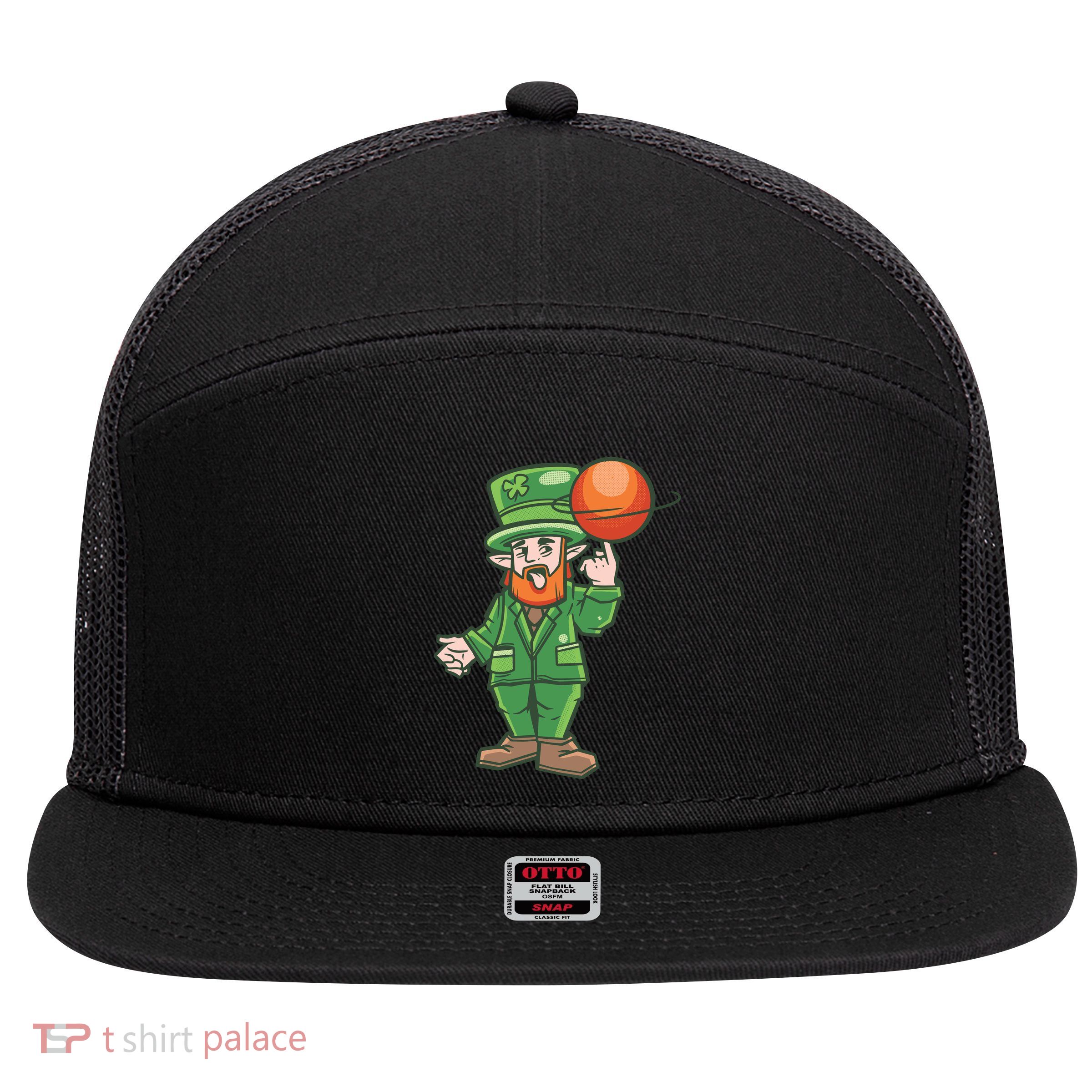 Basketball Leprechaun 7 Panel Mesh Trucker Snapback Hat