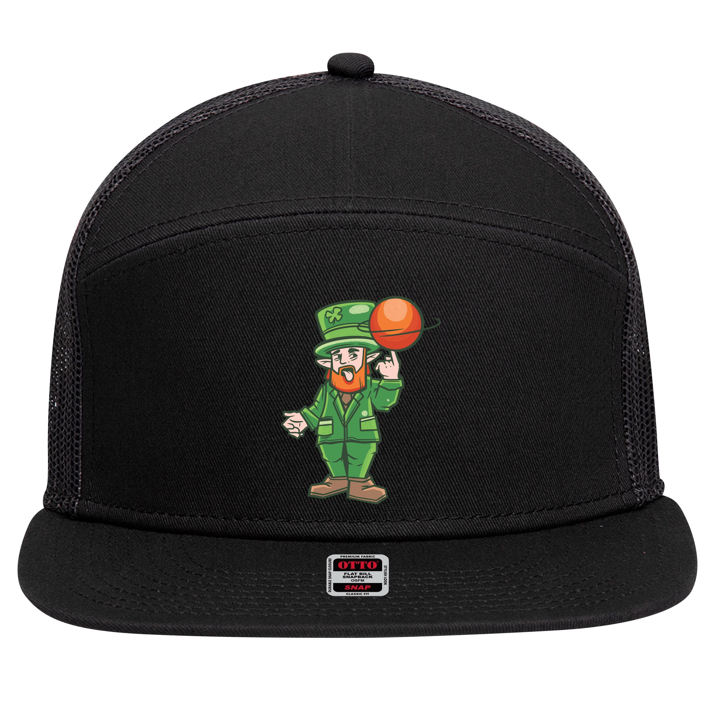 Basketball Leprechaun 7 Panel Mesh Trucker Snapback Hat