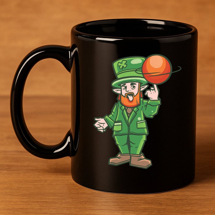 Basketball Leprechaun 11oz C Handle Ceramic Mug