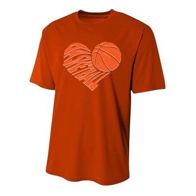 Basketball Love Heart Youth Performance Sprint T-Shirt