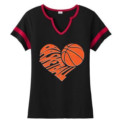 Basketball Love Heart Ladies Halftime Notch Neck Tee