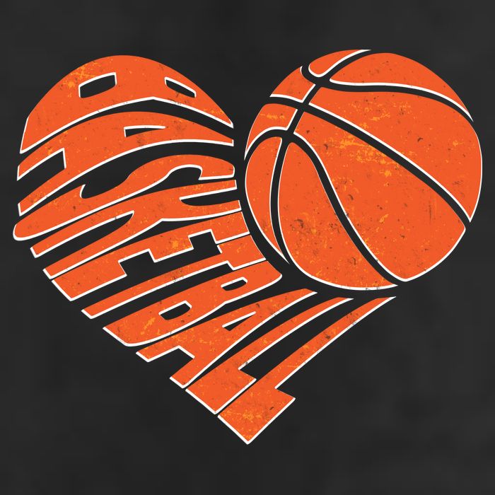 Basketball Love Heart 7 Panel Mesh Trucker Snapback Hat