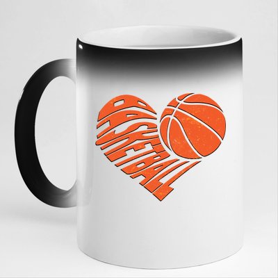 Basketball Love Heart 11oz Black Color Changing Mug