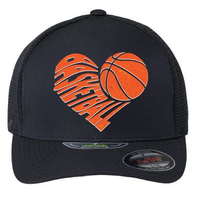 Basketball Love Heart Flexfit Unipanel Trucker Cap