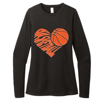 Basketball Love Heart Womens CVC Long Sleeve Shirt