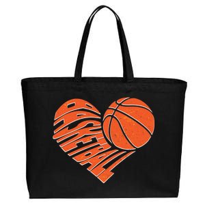 Basketball Love Heart Cotton Canvas Jumbo Tote