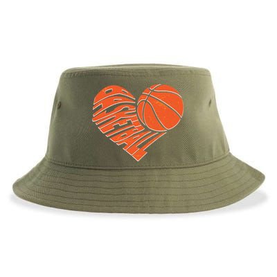 Basketball Love Heart Sustainable Bucket Hat