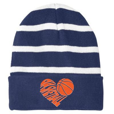 Basketball Love Heart Striped Beanie with Solid Band