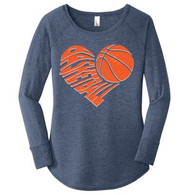 Basketball Love Heart Women's Perfect Tri Tunic Long Sleeve Shirt