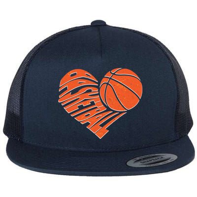 Basketball Love Heart Flat Bill Trucker Hat