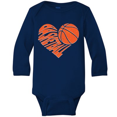 Basketball Love Heart Baby Long Sleeve Bodysuit