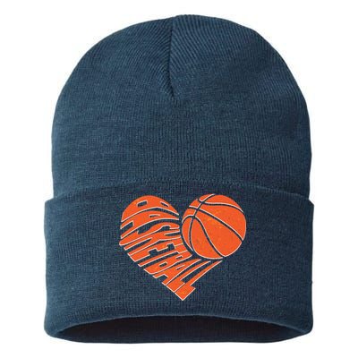 Basketball Love Heart Sustainable Knit Beanie