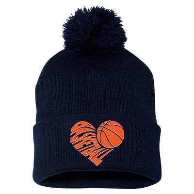 Basketball Love Heart Pom Pom 12in Knit Beanie