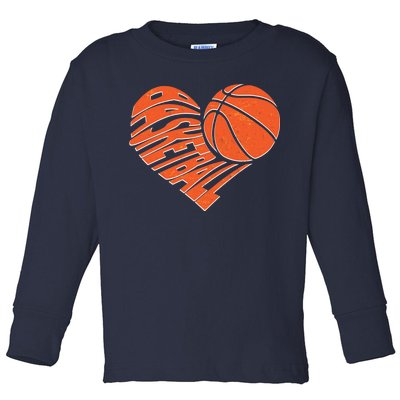 Basketball Love Heart Toddler Long Sleeve Shirt