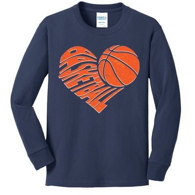 Basketball Love Heart Kids Long Sleeve Shirt