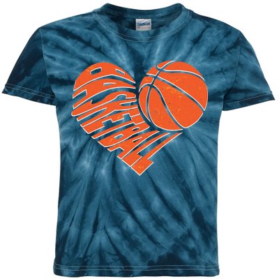 Basketball Love Heart Kids Tie-Dye T-Shirt