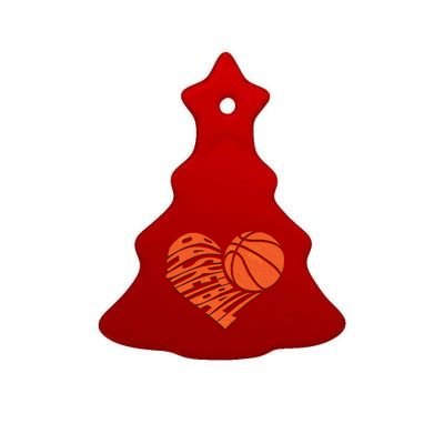 Basketball Love Heart Ceramic Tree Ornament