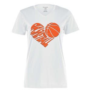 Basketball Love Heart Women's Momentum V-Neck T-Shirt