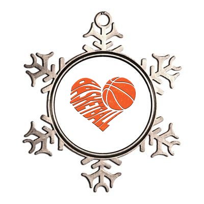 Basketball Love Heart Metallic Star Ornament