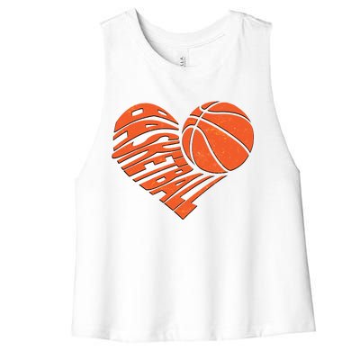 Basketball Love Heart Women's Racerback Cropped Tank