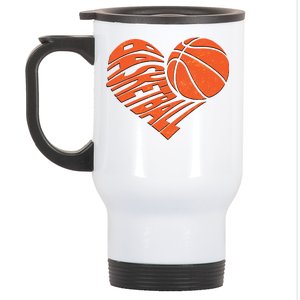 Basketball Love Heart Stainless Steel Travel Mug