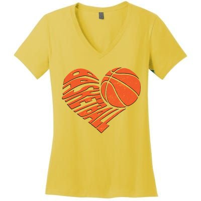 Basketball Love Heart Women's V-Neck T-Shirt