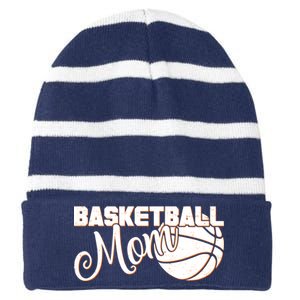 Basketball Mom Sports Mother Striped Beanie with Solid Band