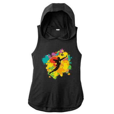 Basketball Player Colorful Ladies PosiCharge Tri-Blend Wicking Draft Hoodie Tank