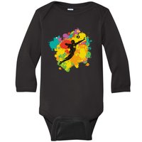 Basketball Player Colorful Baby Long Sleeve Bodysuit