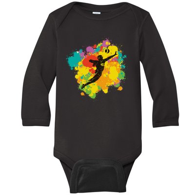 Basketball Player Colorful Baby Long Sleeve Bodysuit