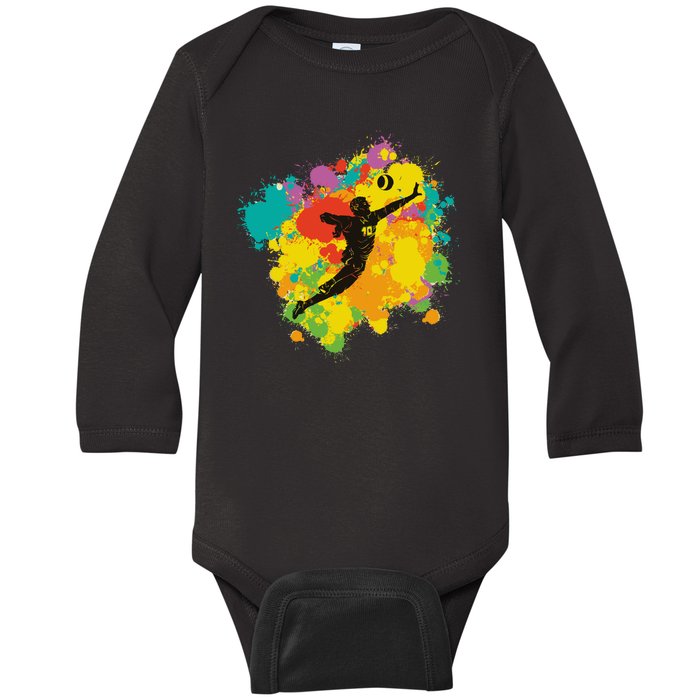 Basketball Player Colorful Baby Long Sleeve Bodysuit