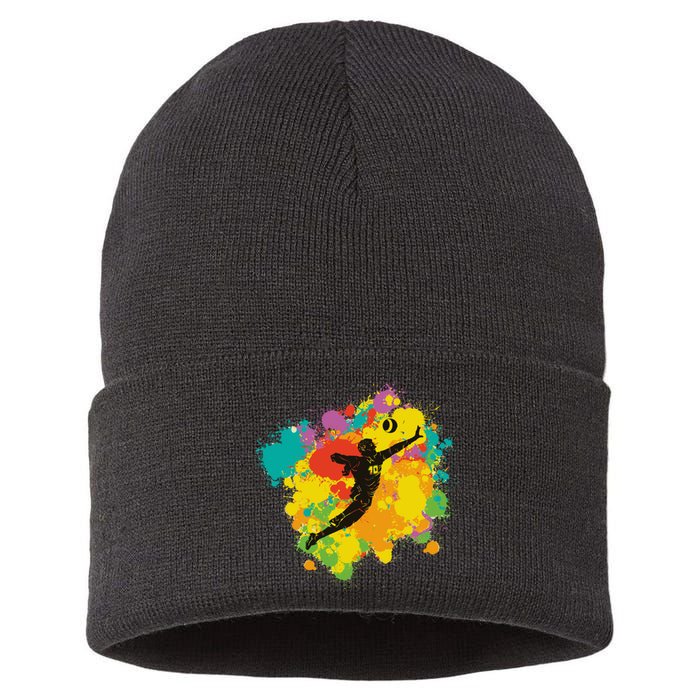 Basketball Player Colorful Sustainable Knit Beanie