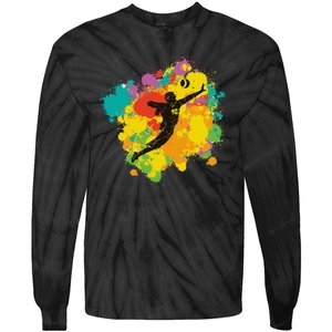 Basketball Player Colorful Tie-Dye Long Sleeve Shirt