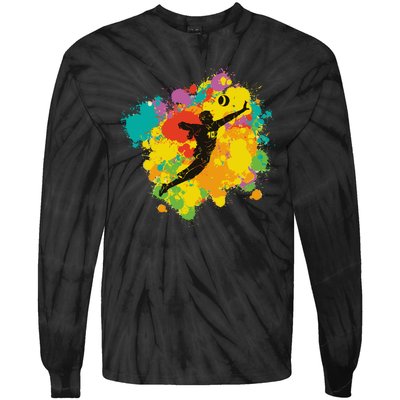 Basketball Player Colorful Tie-Dye Long Sleeve Shirt