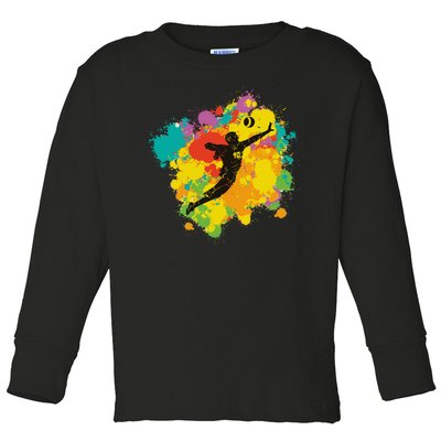 Basketball Player Colorful Toddler Long Sleeve Shirt