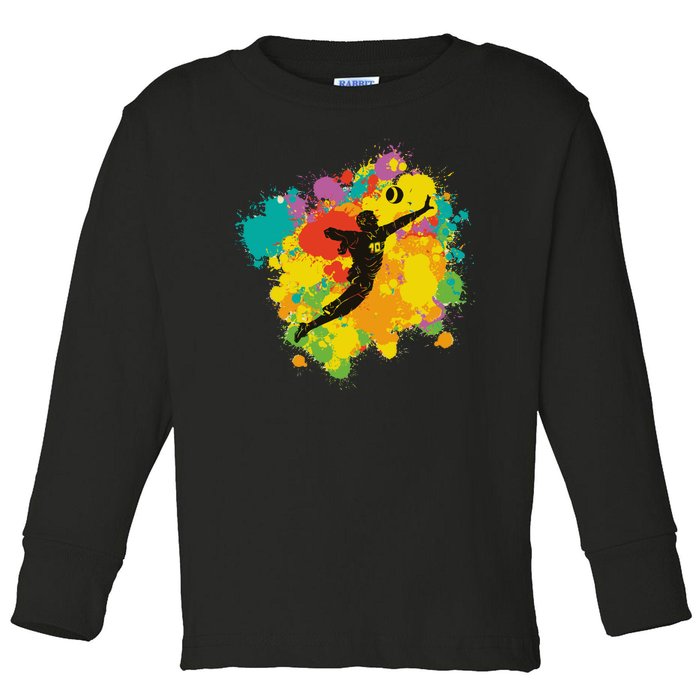 Basketball Player Colorful Toddler Long Sleeve Shirt