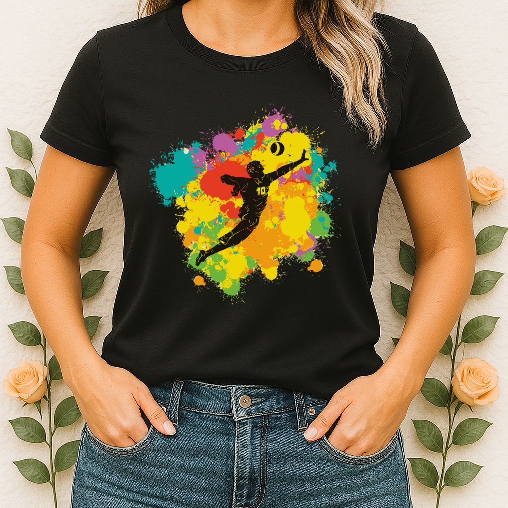 Basketball Player Colorful Womens T-Shirt
