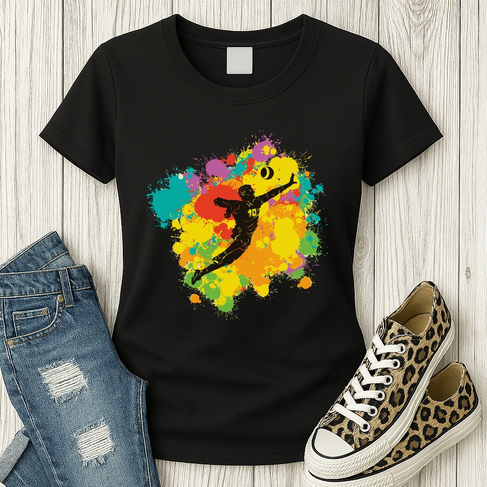 Basketball Player Colorful Womens T-Shirt