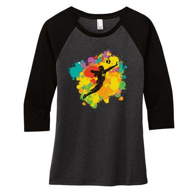 Basketball Player Colorful Women's Tri-Blend 3/4-Sleeve Raglan Shirt