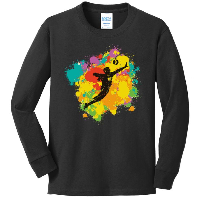 Basketball Player Colorful Kids Long Sleeve Shirt