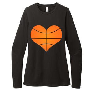 Basketball Shaped Heart Womens CVC Long Sleeve Shirt