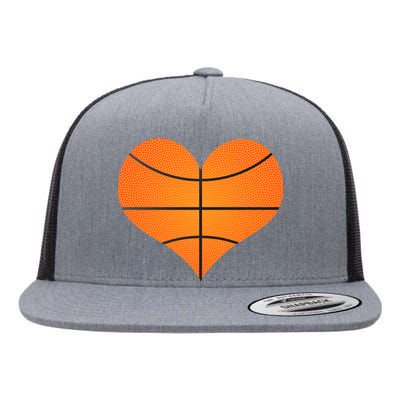 Basketball Shaped Heart Flat Bill Trucker Hat