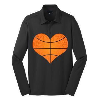 Basketball Shaped Heart Silk Touch Performance Long Sleeve Polo