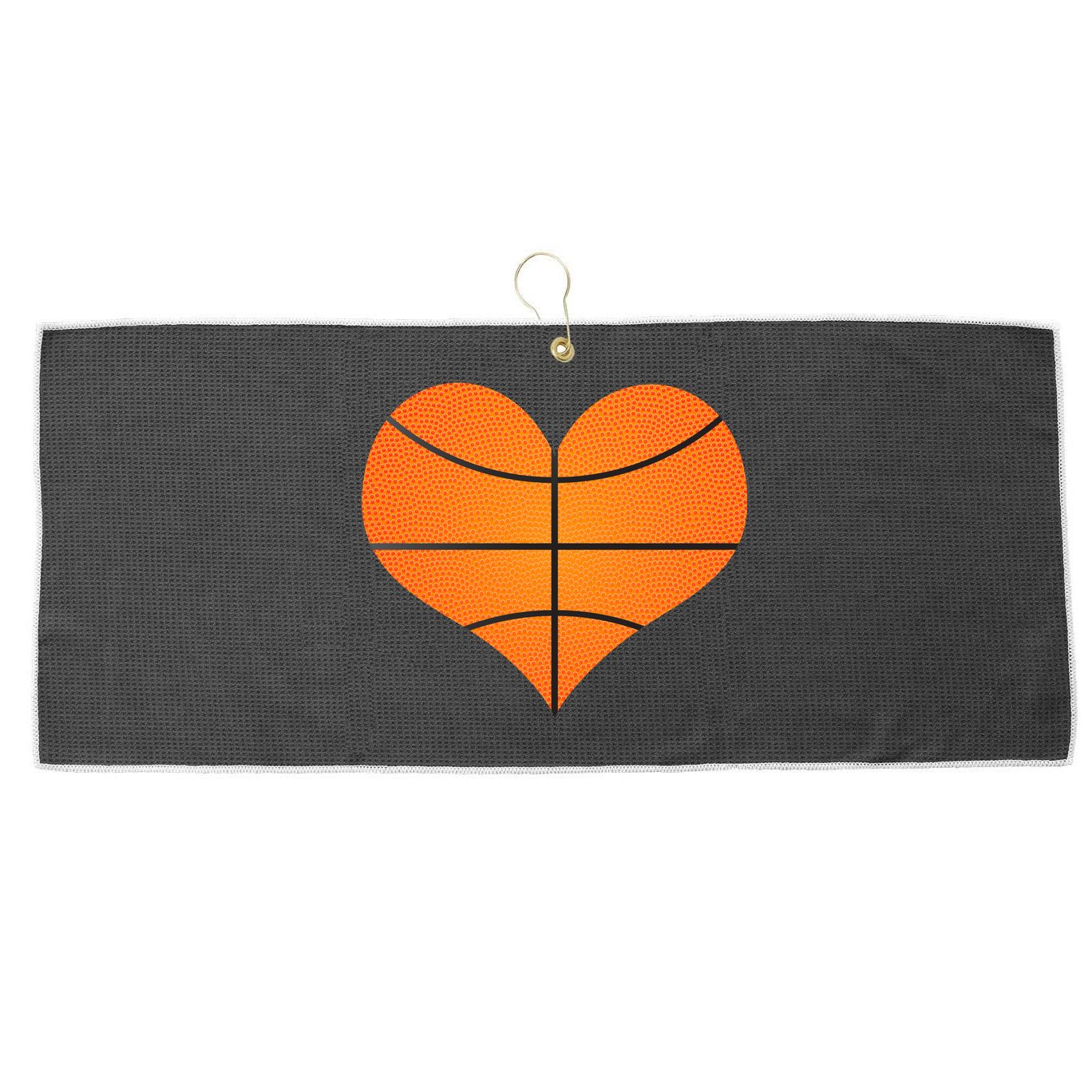Basketball Shaped Heart Large Microfiber Waffle Golf Towel