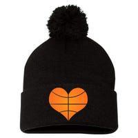 Basketball Shaped Heart Pom Pom 12in Knit Beanie