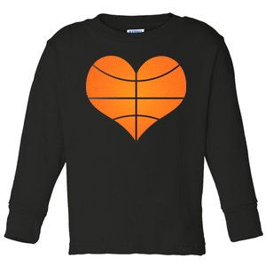 Basketball Shaped Heart Toddler Long Sleeve Shirt