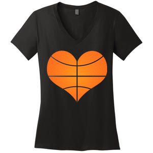 Basketball Shaped Heart Women's V-Neck T-Shirt